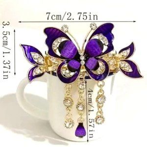 SPARKLING BUTTERFLY HAIR CLIP in Purple